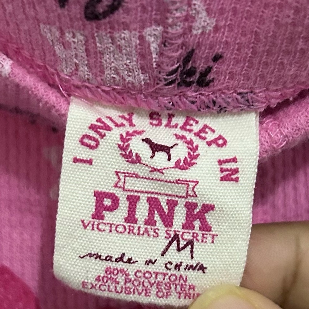 PINK Victoria's Secret Thermal Sleepwear 2-Piece Pajama Set Women S Pink Print - Picture 6 of 8